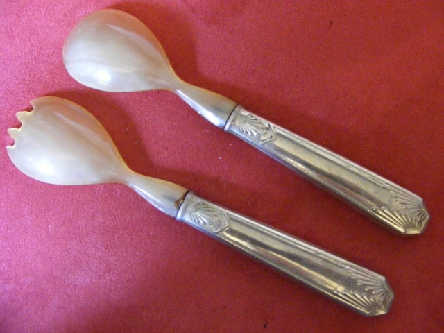 COUVERT A SALADE EN METAL ARGENTE PERRIN