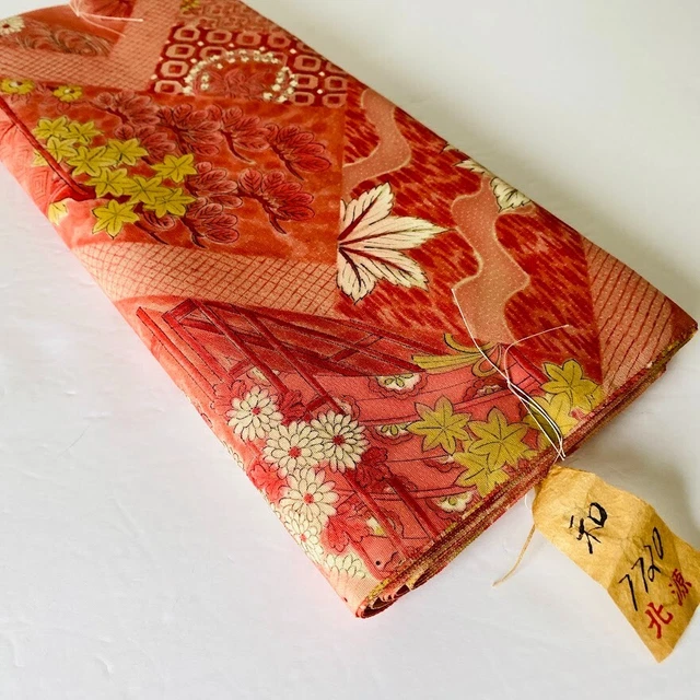 Pink Meadow Kyoto Tango Chirimen Silk UnUsed BOLT By the Yard Kimono Fabric BS3