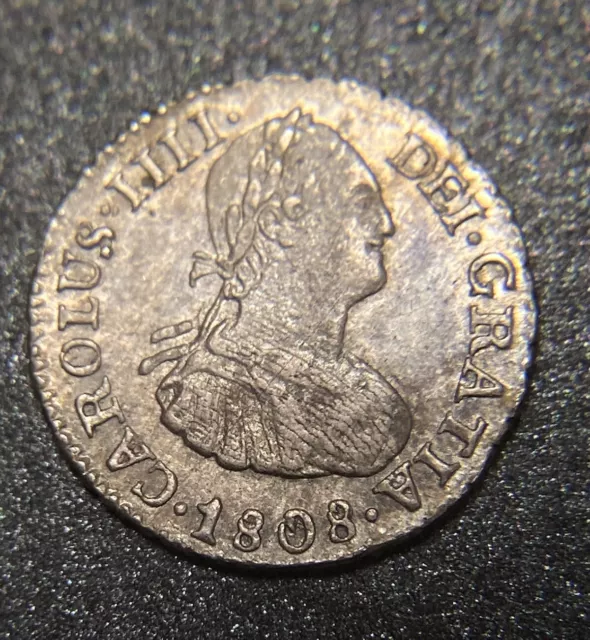 1808 PJ Bolivia 1/2 Reale Nice Boldly Struck World Silver Colonial Currency Coin