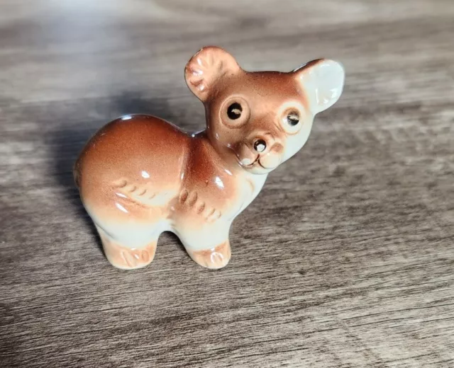Miniature Brown Ceramic Bear Cub Figurine Vintage Japan