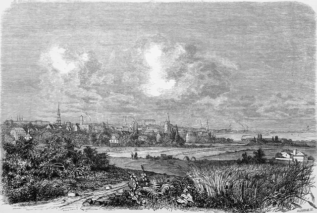 DANEMARK - VUE GÉNÉRALE de COPENHAGUE au 19e siècle - Gravure du 19eme siècle