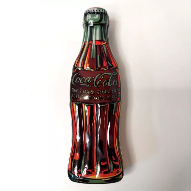 Vintage Coca Cola Soda Pop Bottle Shaped Tin Container Box