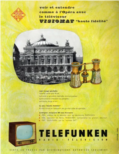 ▬► PUBLICITE ADVERTISING AD Télévision TELEFUNKEN 1956