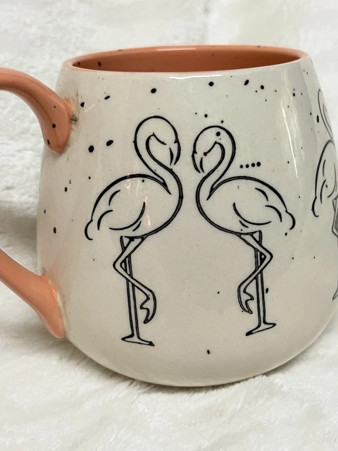 Meritage Flamingo Pink Coffee Tea Speckled Art Deco Mug Cup Ceramic~Large 18oz-