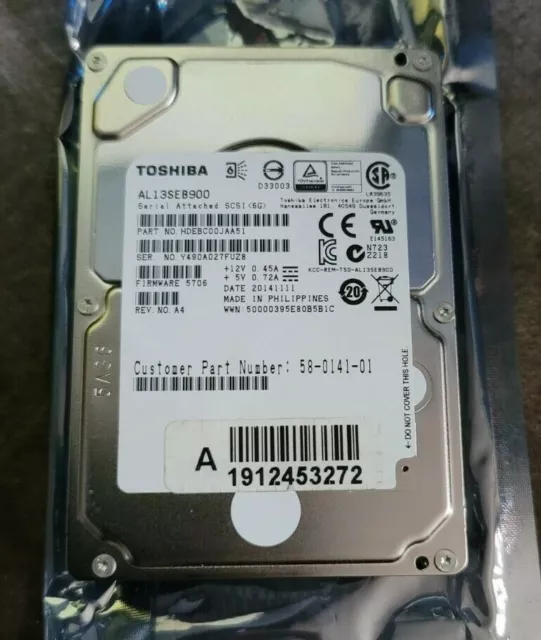 Toshiba Al13Seb900 Enterprise 900Gb 10K 2.5" Sas Hard Drive Hdd Hdebc00Jaa51