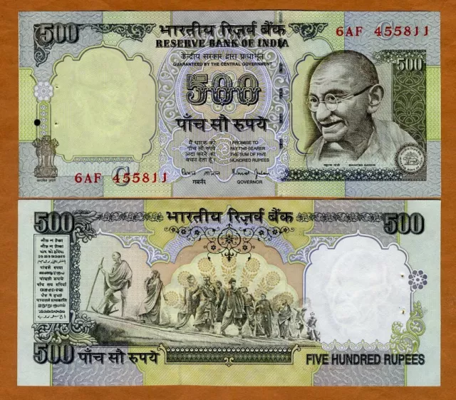 India, 500 Rupees, ND (1997), P-92d, W/H UNC Gandhi