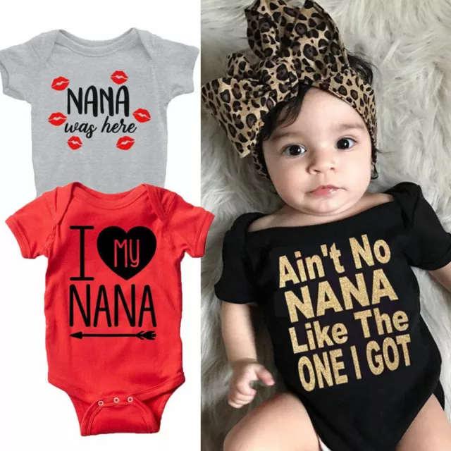 Newborn Kids Infant Baby Boy Girl I My Nana Clothes Jumpsuit Romper Outfit Set