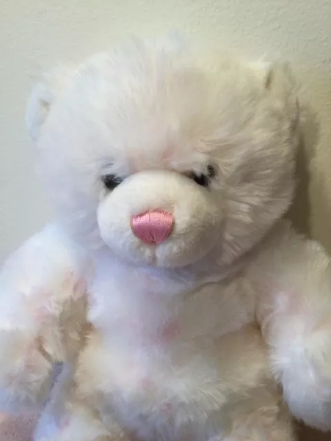 Build A Bear White with Light Pink Highlights 14" Teddy Bear  VGUC Smoke Free