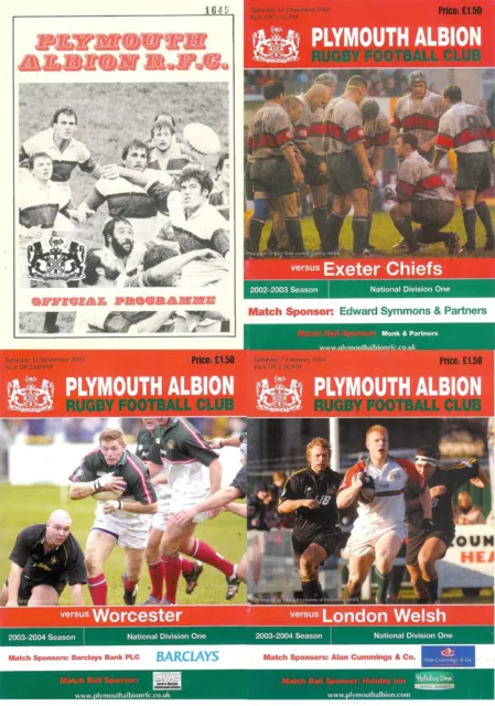 Plymouth Albion Rugby Club, Devon, England Programmes 1982 - 2004 English Teams