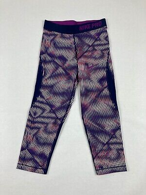 Girls Youth Nike Pro Hypercool Yoga Pants Leggings L Large Purple Striped #437
