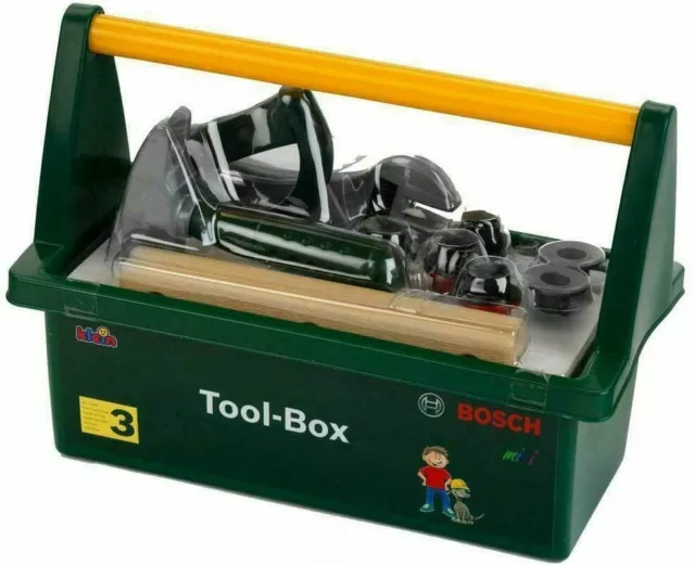 Bosch Tool Box Kids Pretend Play Tradie Role Play Toys Set Hammer Shifter Saw