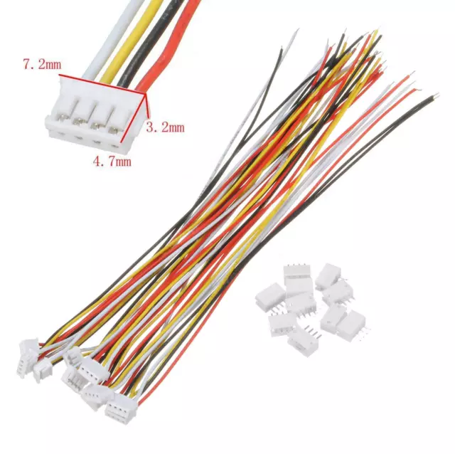 4Pin ZH 1.5mm 1,5mm Mini Micro JST Stecker 15cm Kabel 28AWG + Buchse 1 2 3 4 5