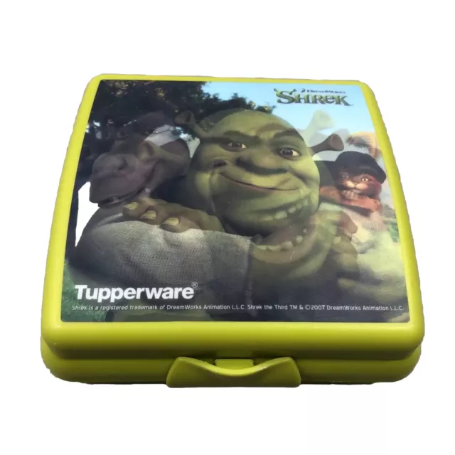 Tupperware Shrek Green Sandwich Keeper Container Kids Cartoon Lunch Box Fun 🥪