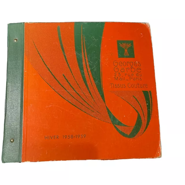 Vintage French Fabric Sample Book 1958 Georges Garbe Paris Couture Fashion Dress