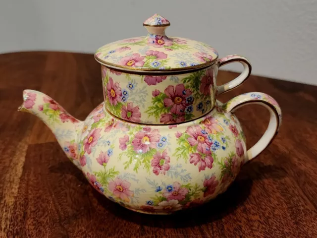 Vintage Royal Winton England Grimwades Chintz Stacking Teapot Teacup Superb