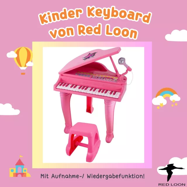 Mädchen Musik Spielzeug Kinder Klavier Piano Keyboard Spielzeug Flügel rosa 3+