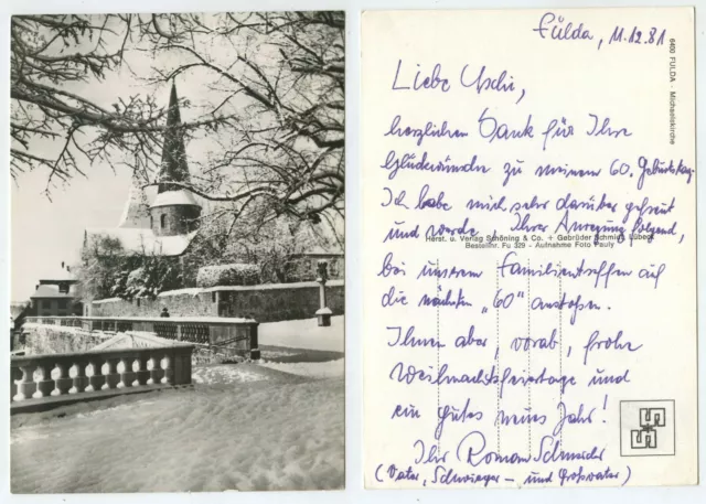 89530 - Fulda - Michaelskirche - Winter - Echtfoto - alte Ansichtskarte