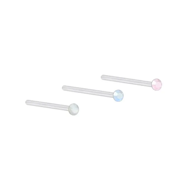 925 Sterlingsilber Einfach Opal Farbe Kristall Nase Nadel Für Damen 2mm Pack 3