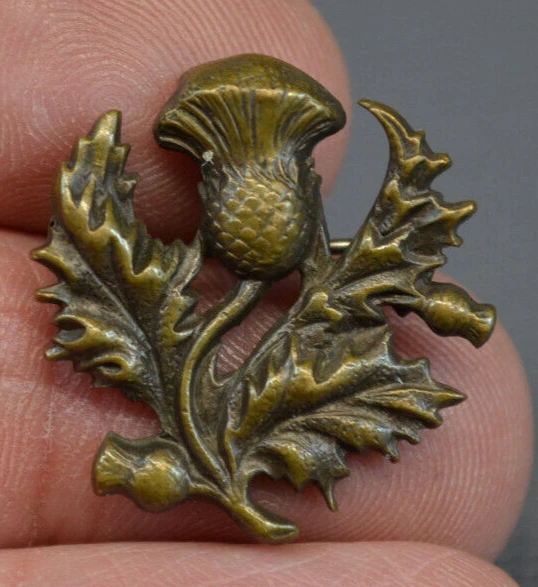 Broche Ancienne Croix De Lorraine émaillée Avec Chardon - Argent Sterling, Bon état