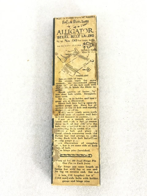 Alligator Steel Belt Lacing Kit Size 00 for 6" Belts - 6 Complete Sets - Vintage