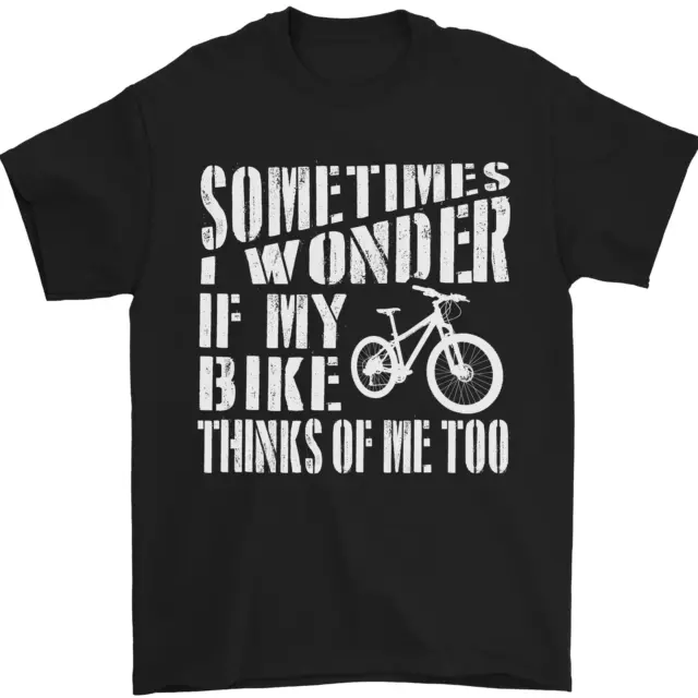 T-shirt da uomo Cycling I Wonder If My Bike Cycle Cyclist 100% cotone
