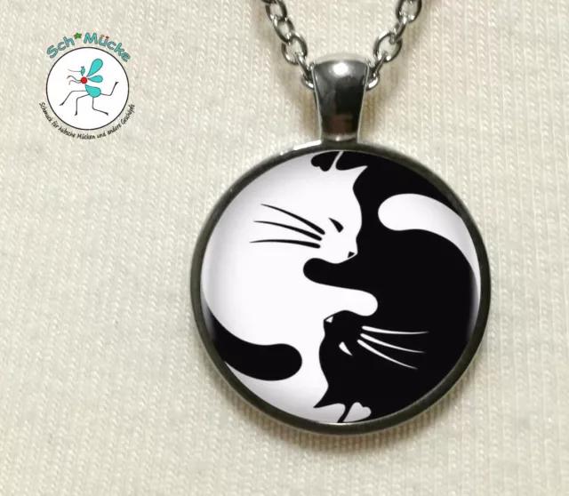 Halskette Yin Yang Katzen Katze Anime Cartoon Amulett Glücksbringer Geschenkidee