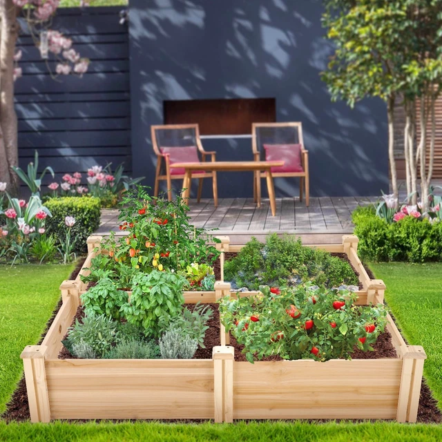 DIY WOODEN RAISED Garden Bed Kit Elevated Planter Box For Growing Herbs