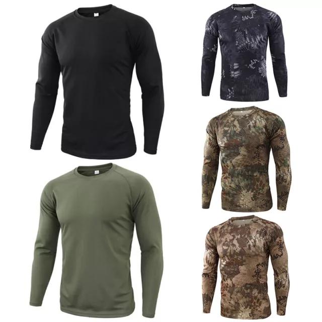 Mens Long Sleeve Training Climbing Shirts Bicycle Top Outdoor Crewneck T-Shirt T