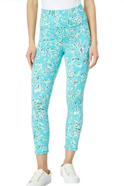 NWT - LILLY Pulitzer Weekender high rise leggings in Teal Bay - Size Large  L $98.29 - PicClick AU