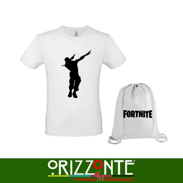 T Shirt + Sacca + Nome Personalizzata Maglietta compatibile  FORTNITE Bambino