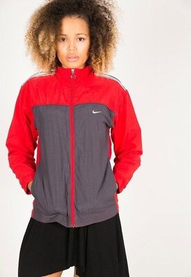 Nike shell sport jacket - vintage/retro 90’s USA style - red/grey - size 12-13