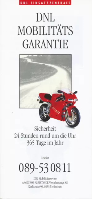 Ducati Cagiva Mobilitätsgarantie kleiner Prospekt 1994 small brochure folder