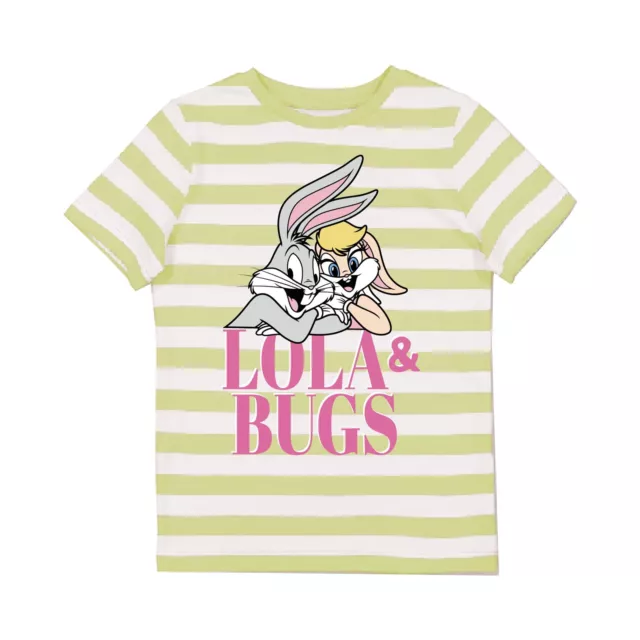 Looney Tunes Girls Stripe T-shirt Lola & Bugs Bunny Top Tee 5-13 Years Official