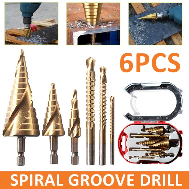 6 cs Drill Bit Set Titanium Coated HSS High Speed Steel Hex Shank Quick A