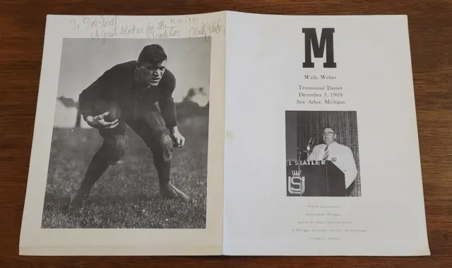 Coach Wally Weber 1969 Autograph University Michigan Wolverines Football Signed