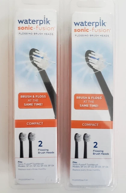 Cabezales de cepillo de hilo dental de repuesto Waterpik Sonic-Fusion negros LOTE de 2