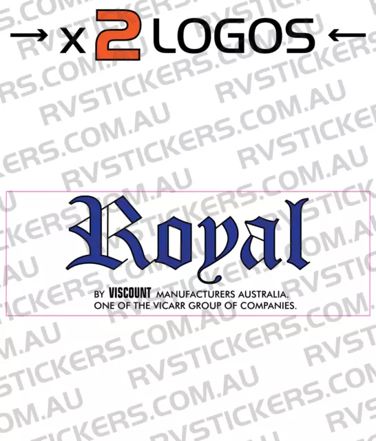 2 x ROYAL (viscount group) Caravan decal, sticker, vintage, retro, graphics