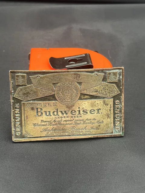 Vintage 1974 Genuine Budweiser Lager Beer - Anheuser-Busch Brewing Belt Buckle