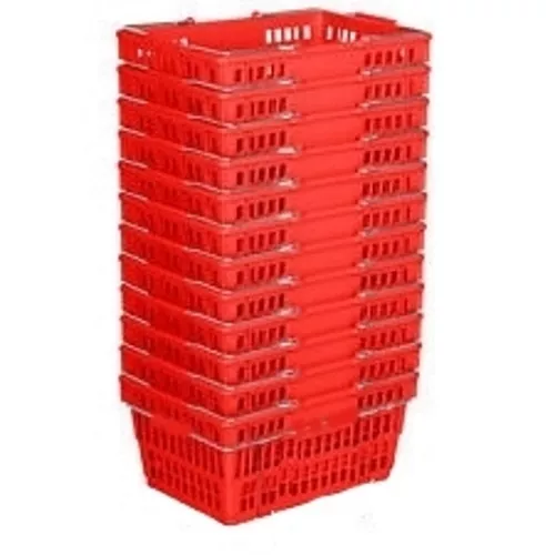 NEW 12 Standard Shopping Baskets - Chrome Handles -- Red