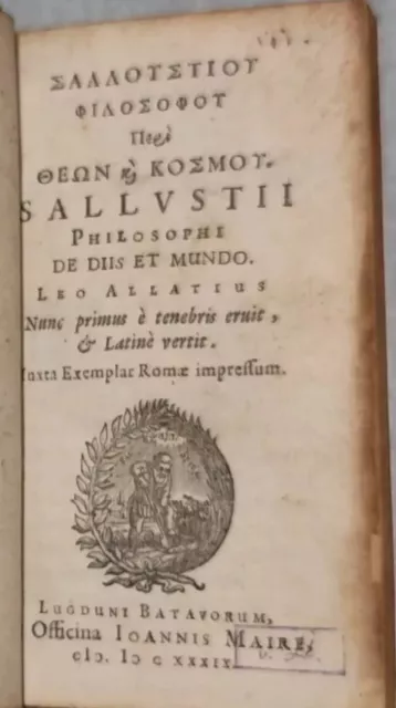Anno 1639, Leiden Niederlande, Lukas Holste, Leo Allatius, Greek /Latin, 2 Titel