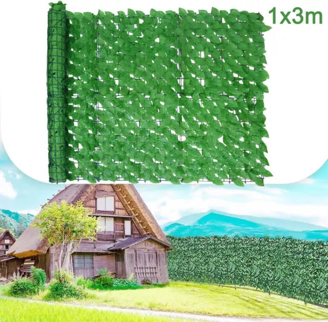 1x3m/5m Künstliche Hecke Sichtschutz Efeu Kunsthecke in Blätteroptik für Garten