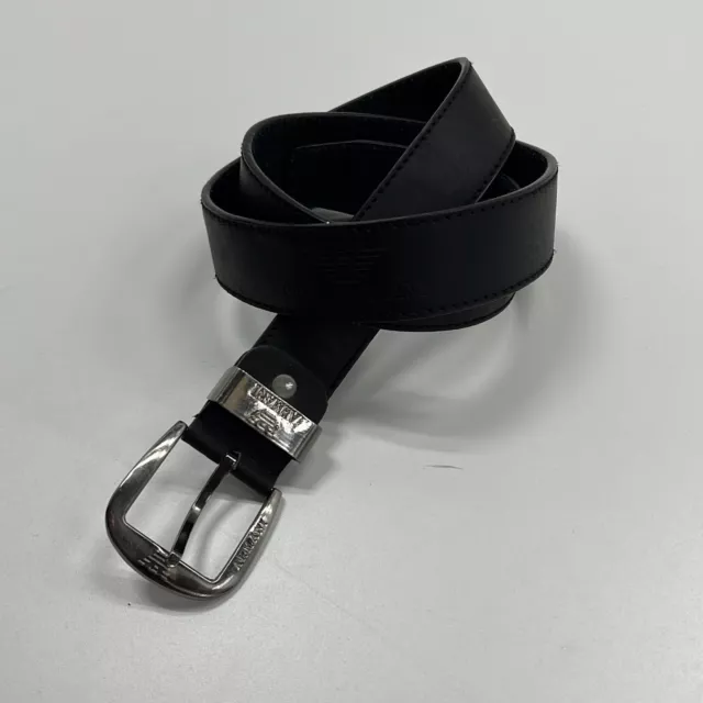 Giorgio Armani Men's Black Leather Reversible Buckle Dress Belt
