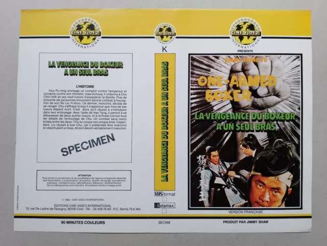 Jaquette Vhs - La Vengeance Du Boxeur A Un Seul Bras - Vhs Sleeve - Karaté