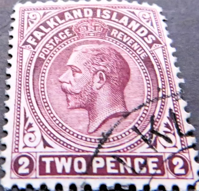 Falkland Islands Stamp George V - 1912 - 2d Maroon - SG:62 - Fine Used