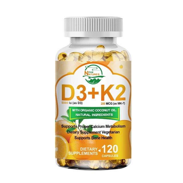 Complesso K NATURE'S LIVE VITAMIN K2-MK7 D3 5000 UI complesso, aumenta l'immunità e ...