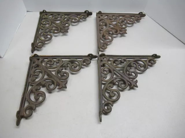 4 Cast Iron Antique Style Large Brackets Garden Braces RUSTIC Shelf Bracket