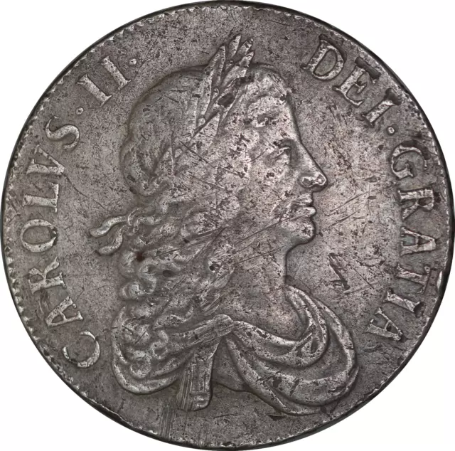 1668 King Charles II British Silver VICESIMO Crown - F - SPINK 3357
