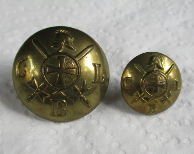 2x British:"CHURCH LADS BRIGADE BRASS BUTTONS" (25mm-16mm, Gaunt, WW1-WW2 Era)