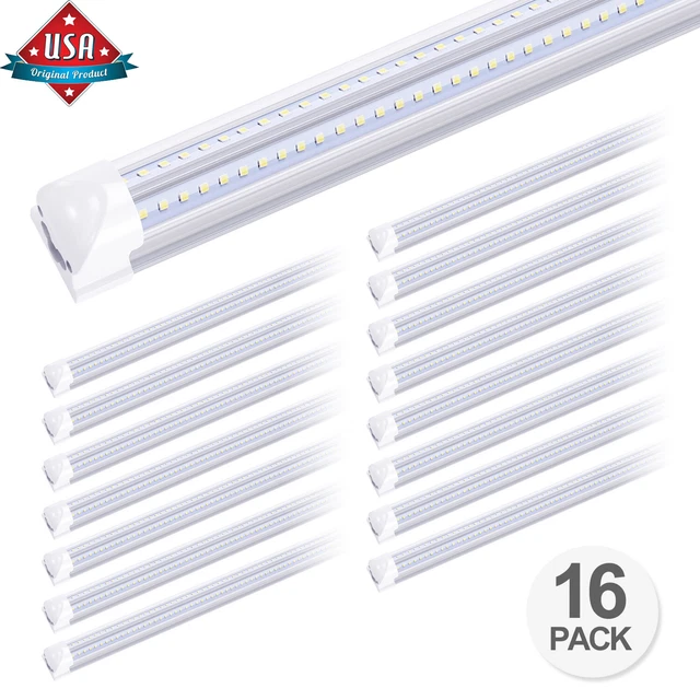 16 PACK 8FT Led Tube Light 72W T8 Integrated 8' 8 Foot Led Shop Light ...
