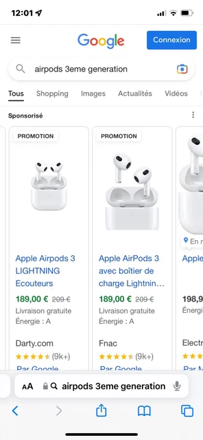 airpods generation 3 tout neuf jamais déballée, blanc 